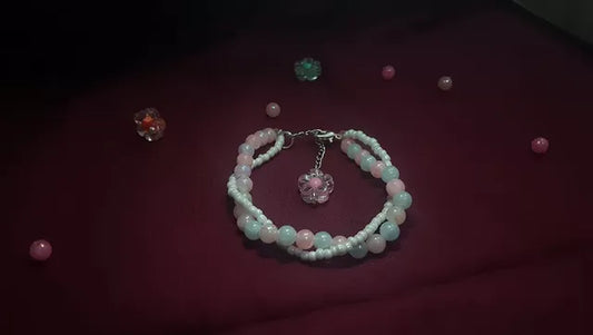 Elegant Pink Crystal Charm Bracelet – Handmade Beaded Bracelet for Women & Girls