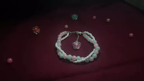 Elegant Pink Crystal Charm Bracelet – Handmade Beaded Bracelet for Women & Girls