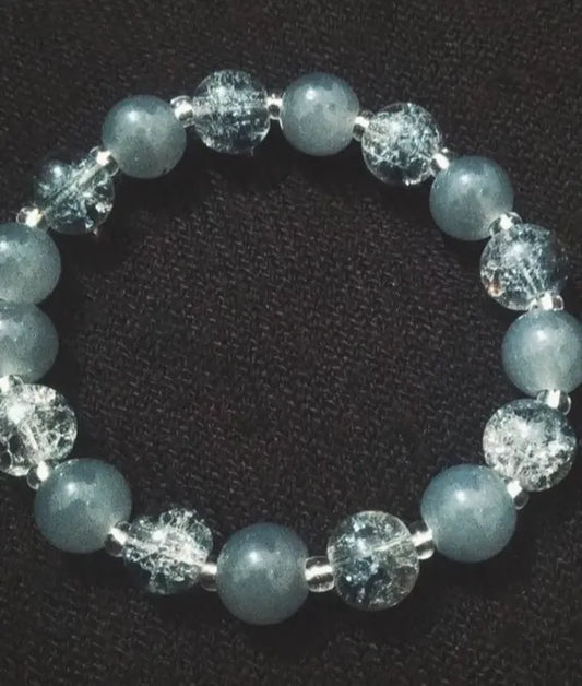 Elegant Blue Crystal Bracelet – Handmade Stretch Beaded Jewelry