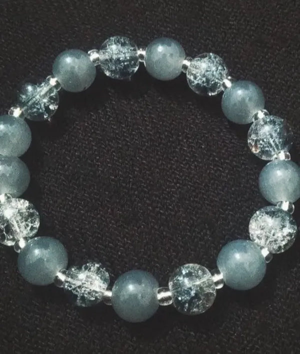 Elegant Blue Crystal Bracelet – Handmade Stretch Beaded Jewelry
