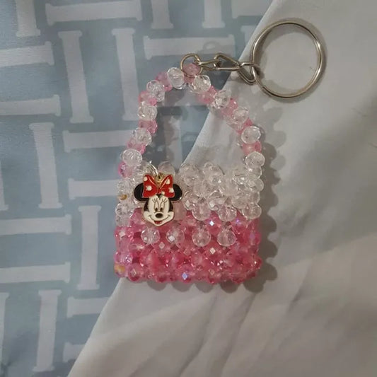 Cute Pink Crystal Mini Bag Keychain – Handmade Fashion Accessory