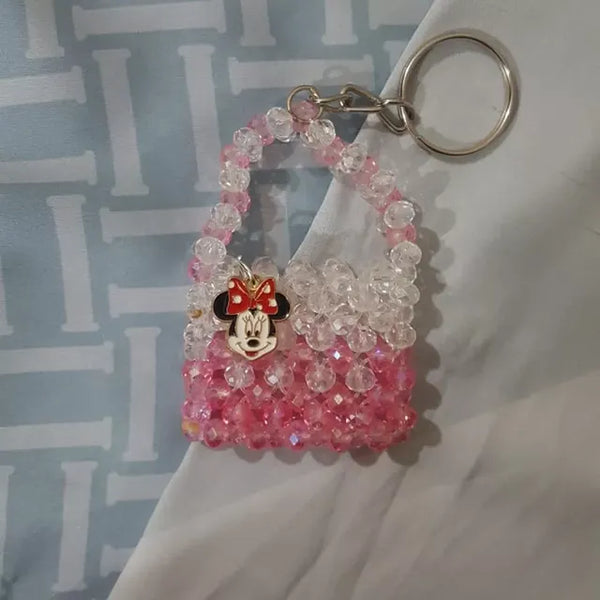 Cute Pink Crystal Mini Bag Keychain – Handmade Fashion Accessory