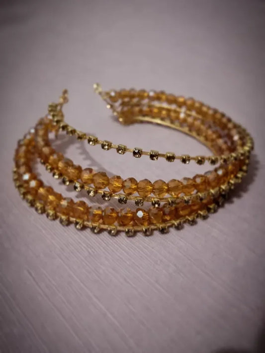Luxury Golden Crystal Layered Bracelet – Elegant Handmade Jewelry