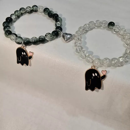 Cute Ghost Couple Necklace & Bracelet Set – Matching Aesthetic Jewelry