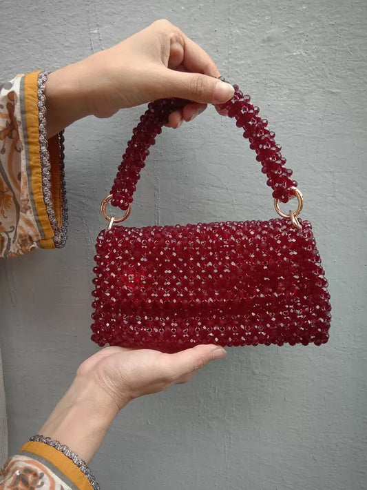 Luxury Pink Crystal Mini Bag – Handmade Sparkling Beaded Purse