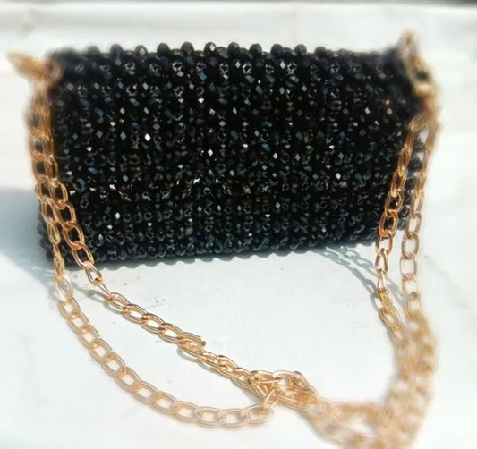 Luxury Black Crystal Clutch Bag – Handmade Glamorous Evening Purse