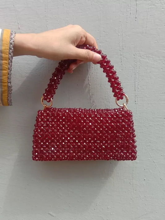 Luxury Pink Crystal Mini Bag – Handmade Sparkling Beaded Purse